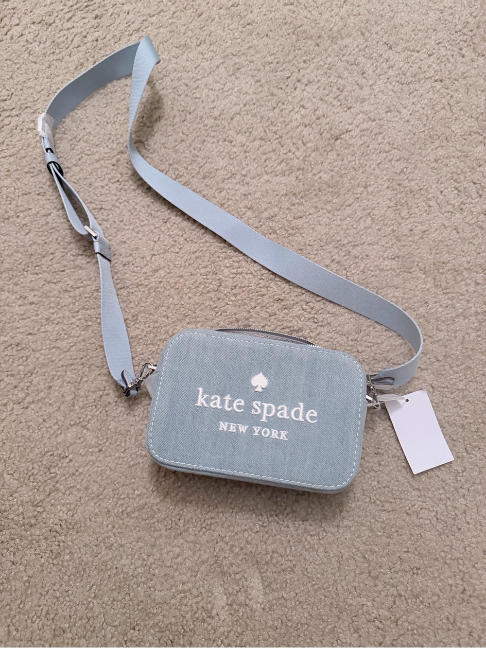 kate spade Light Blue Crossbody Camera Bag with Logo